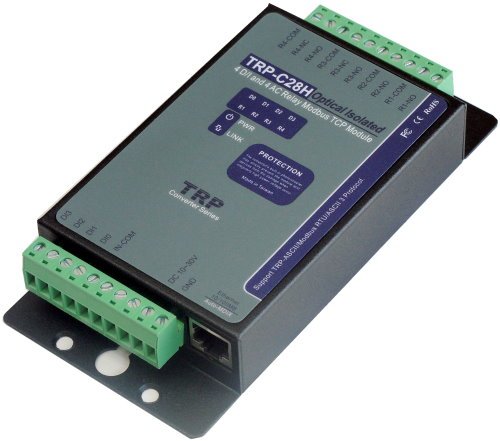 Isolated 4 channel Digital Input and 4 channel AC Relay Modbus TCP Module